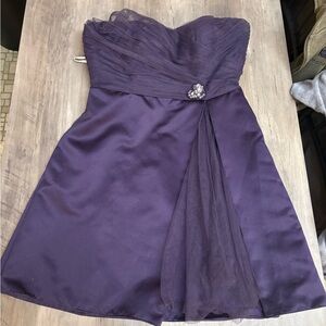 David's Bridal Strapless Dress in Deep Purple